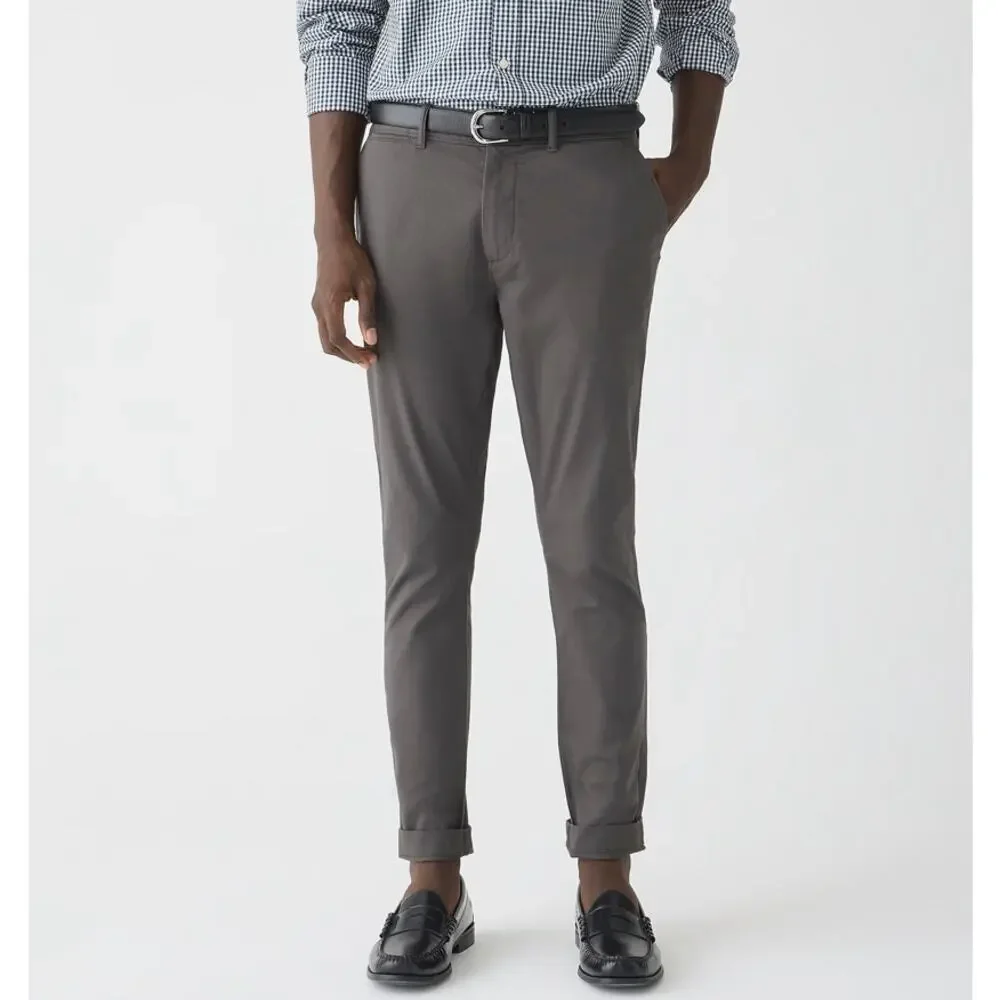 J.Crew Stretch 250 Skinny Chino Pants Mens 30x32 Gray Twill Cotton Blend Zip Fly
